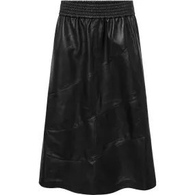 Beautiful a-shape Riga leather skirt / 51122 - Black (Nero)