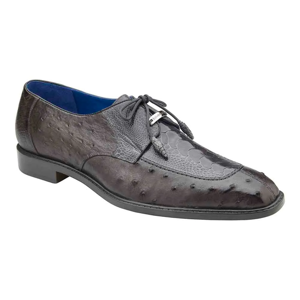 Belvedere Bolero Men's Split-Toe Derby Oxford Gray Genuine Ostrich Shoes