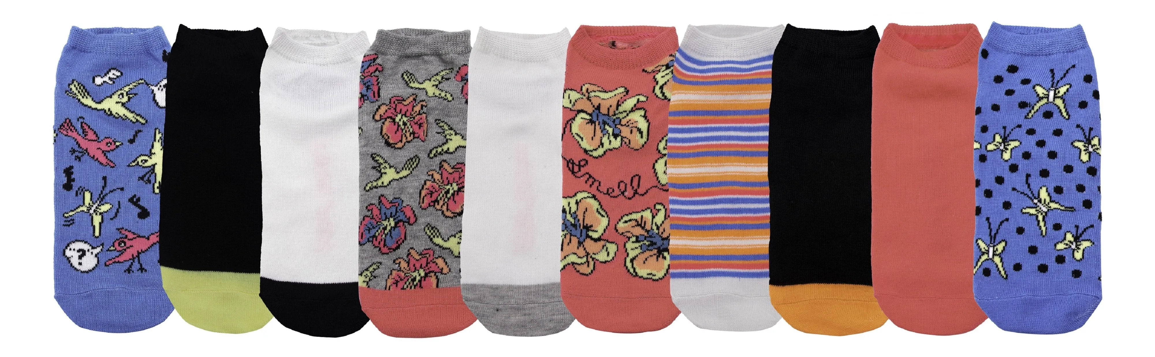 Betsey Johnson Women's 10 Pack No Show Low Cut Socks