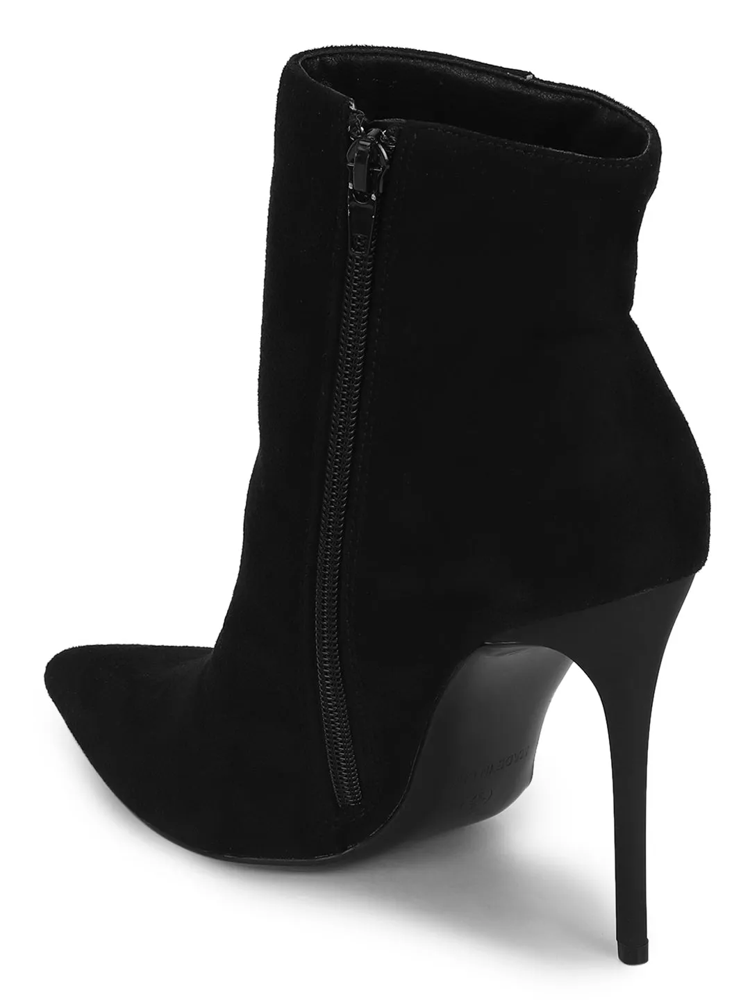 Black Micro Ankle Length Stileto Boots