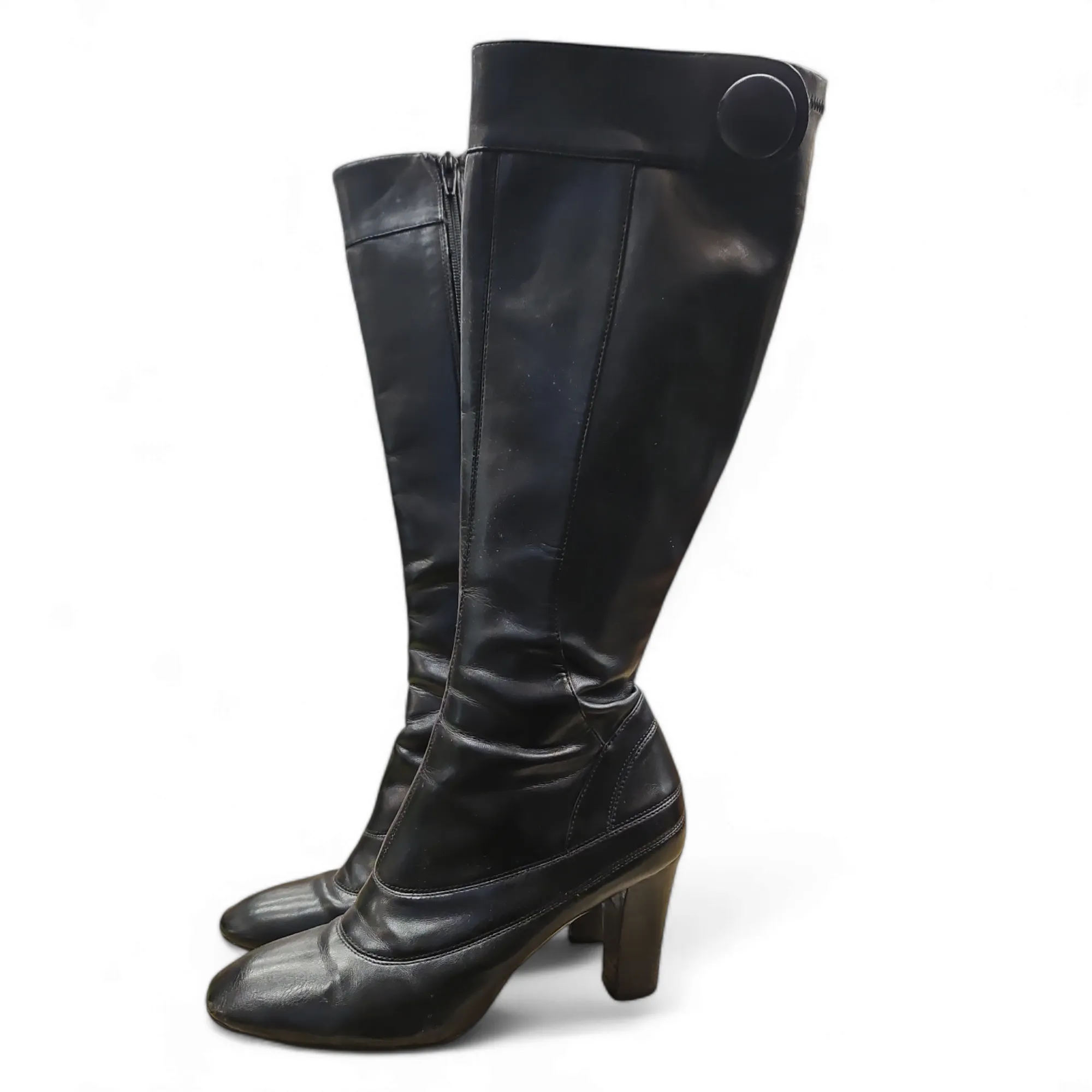 Boots Knee Heels By Franco Sarto In Black, Size: 6.5