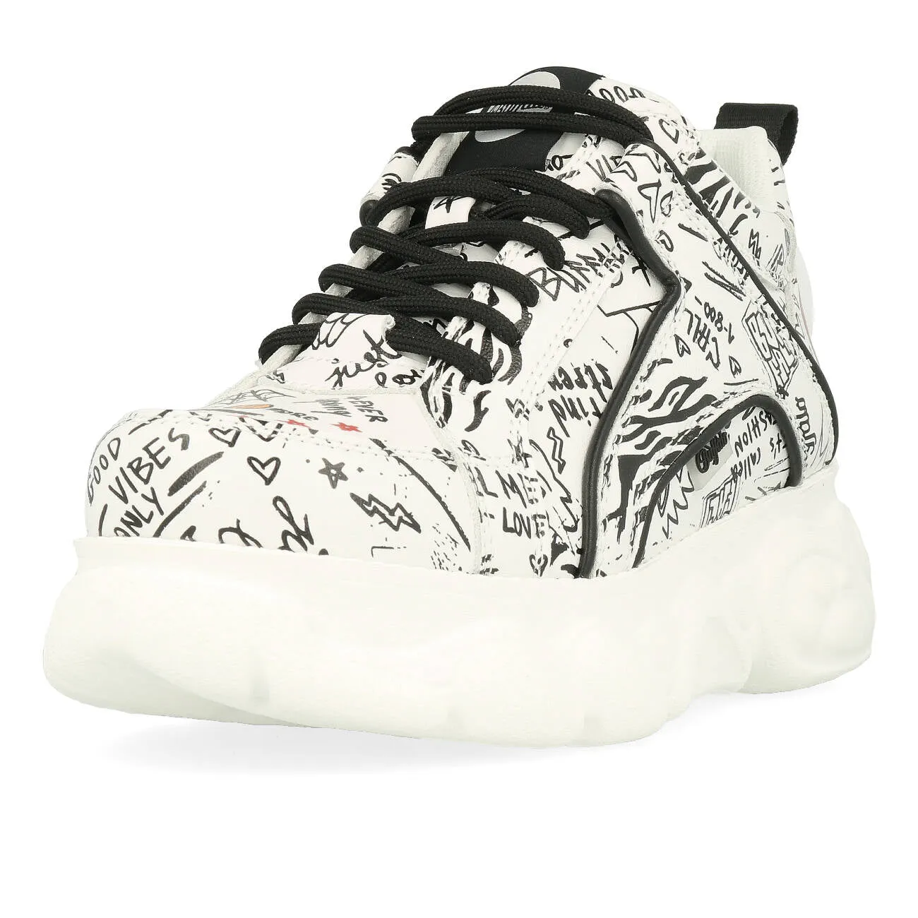 Buffalo CLD Corin Sneaker Low Damen Vegan Nappa Graffiti White Black