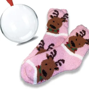 Cozy Reindeer Fuzzy Sock Ornament