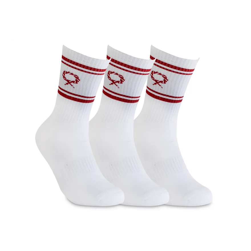 Crew Sock 3-pack White / Red