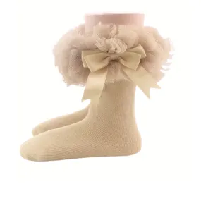 Fluffy Ruffle Latte Tutu Socks