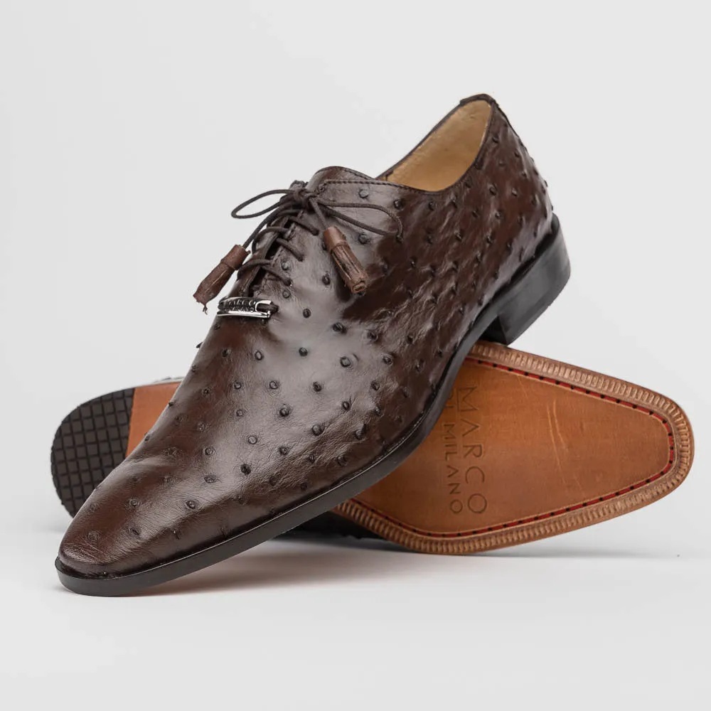 Marco Di Milano Criss Oxford Brown Ostrich Shoes