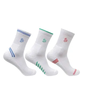 Men Cushioned White Sports Crew Socks- Pack of 3