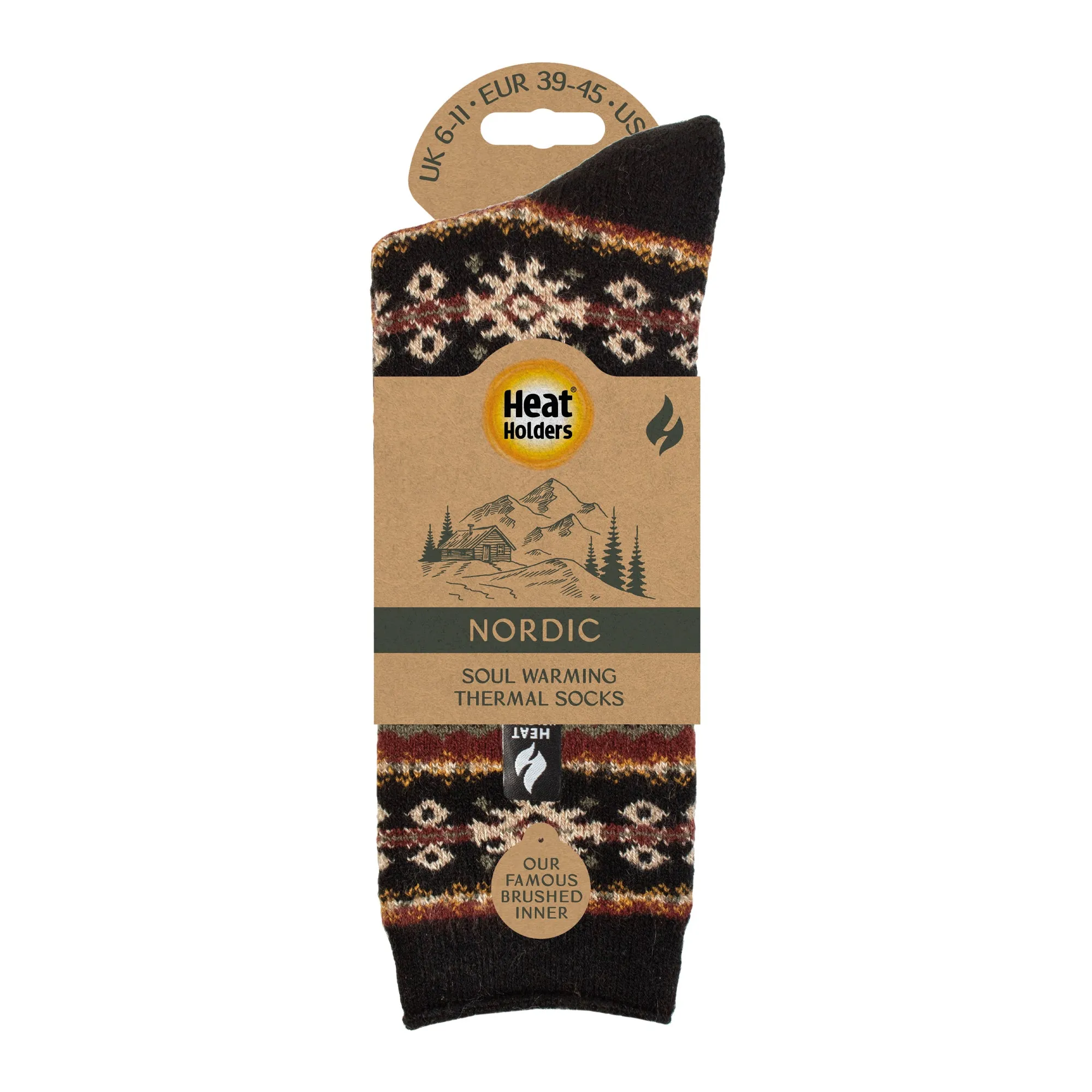 Mens Lite Nordic Thermal Socks - Black & Olive