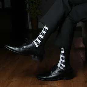 Men's Piano Note Black & White Luxurious Socks