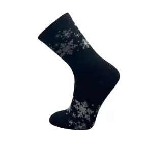 "Hanging Snowflake" Wool Thermal Crew Sock by Point Zero - Medium