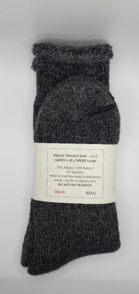 S221 Alpaca Thermal Sock Black Ladies XL / Mens Large