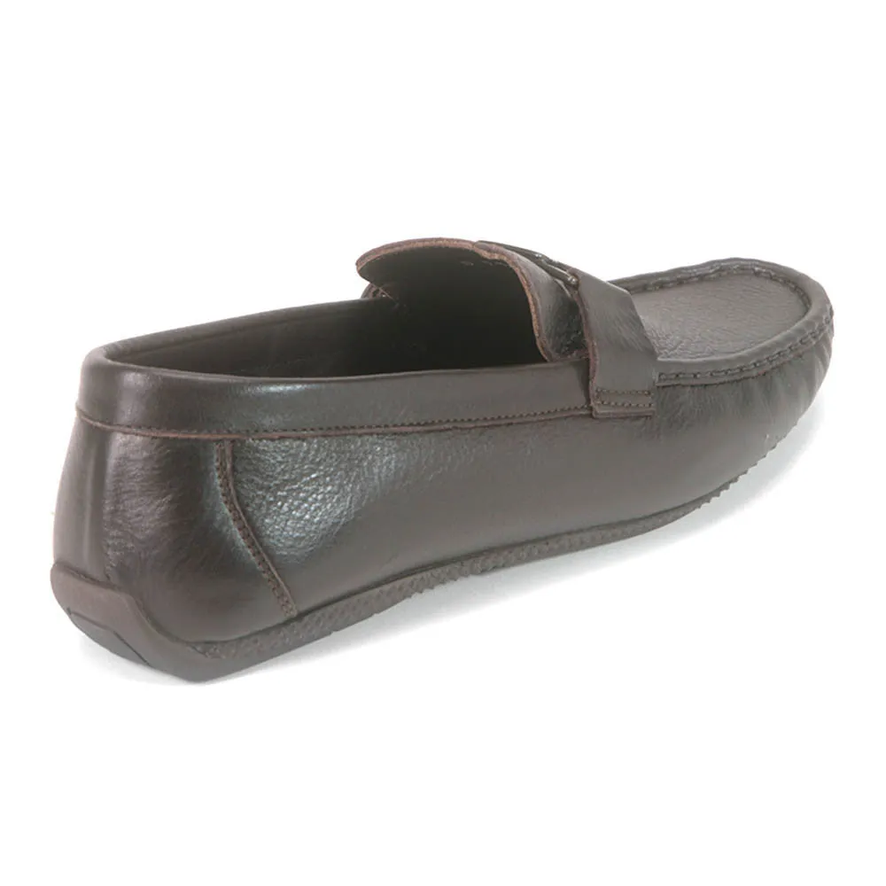 Sigotto Uomo Brown Soft Leather Driving Loafer with B Logo