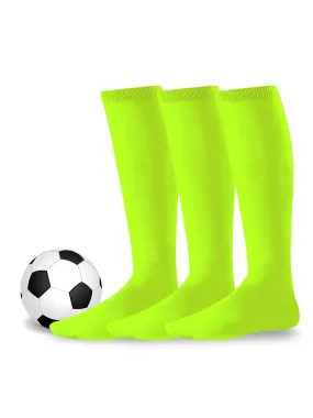 TeeHee Socks Unisex Soccer Acrylic Over The Knee High Neon Green 3-Pack (50081)