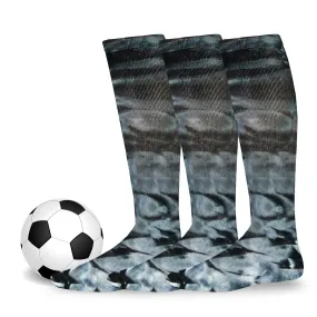 TeeHee Socks Unisex Soccer Cotton Over The Knee High Tie Dye Black 3-Pack (50528)