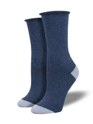 Women's Contrast Heel/Toe Bamboo Crew Socks